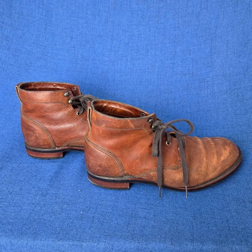 UGG Australia Mens Leather Lace Up Boots Made in USA Brown Work Lug Sole 12 Inch